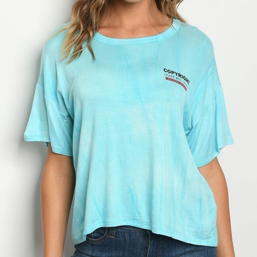 SANS SOUCI Aqua Tie-Dye Copyright Tee